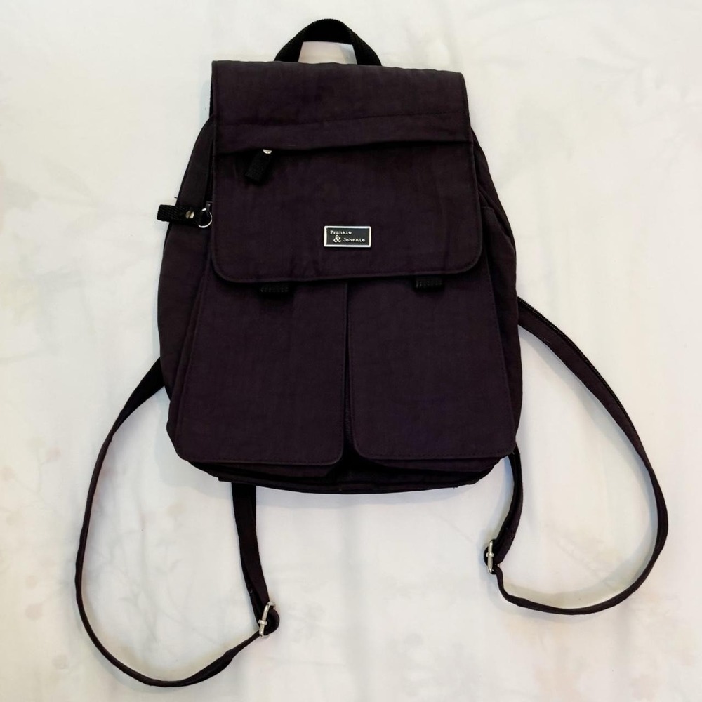 Dark Blue Black Backpack Sling Bag Convertible Nylon Bag by Frankie and Johnnie